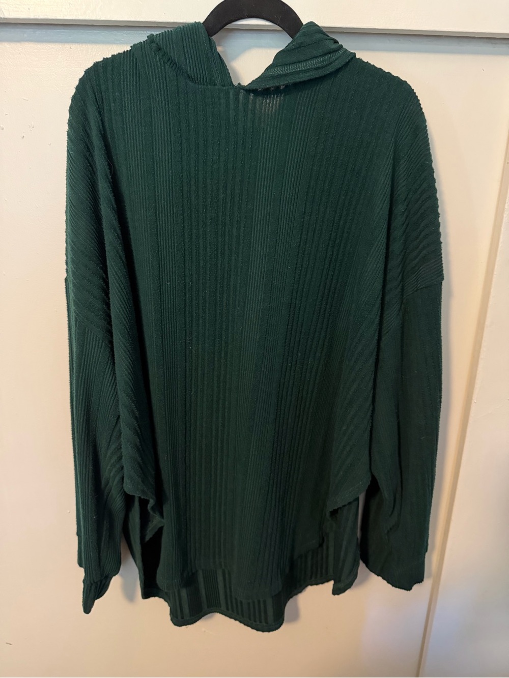 Dark Green Ribbed Hooded Women's Sweater